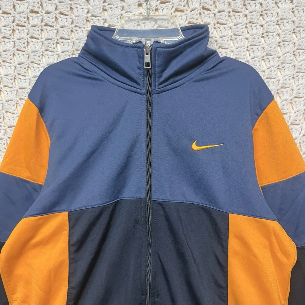 Nike Jacket Men Sz S Blue Yellow Athletic Dept Full Zip Color Block Track Jacket - Picture 2 of 10